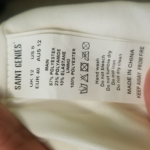 SAINT GENIES CREAM COLOR FLOCKED VELVET DRESS WITH BISHOP SLEEVES - Picture 9 of 9